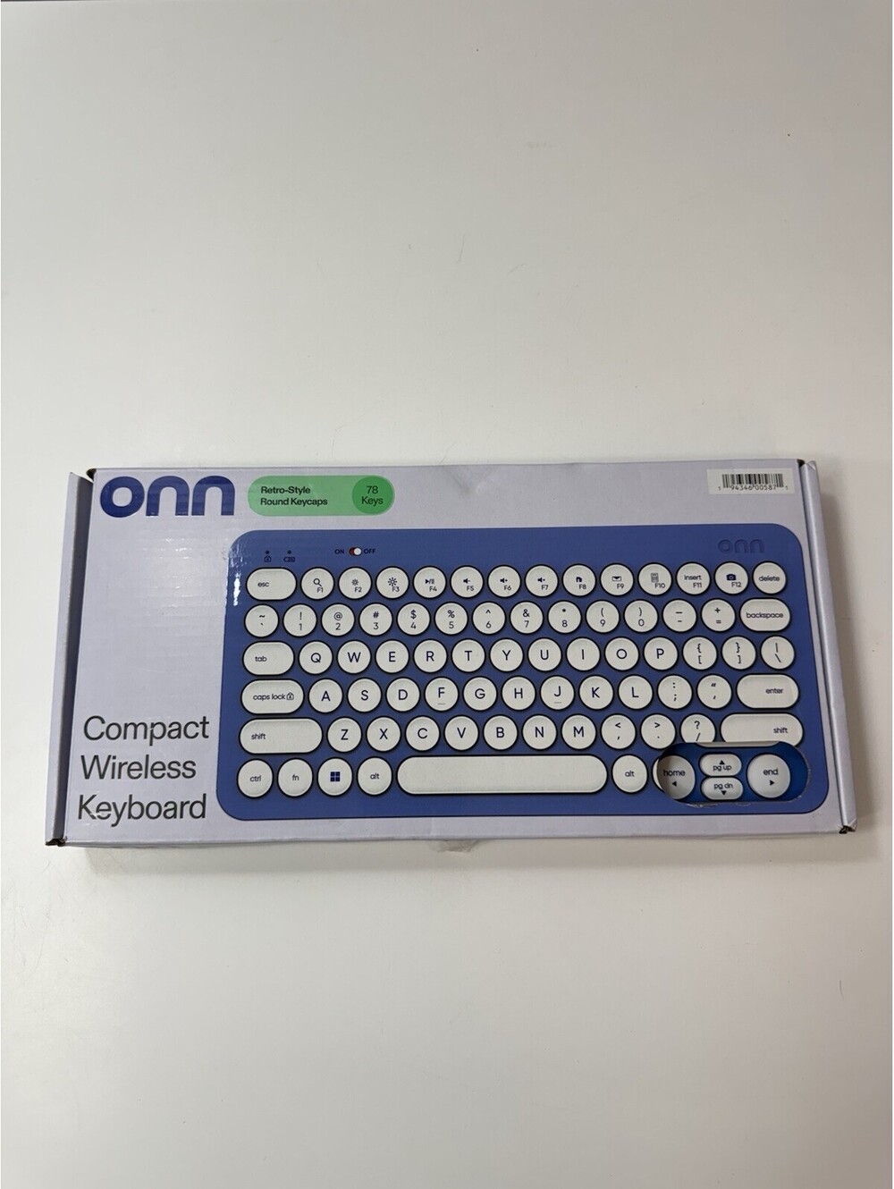 Onn Compact Wireless Keyboard, 78 Keys, Blue Retro Round Keycaps